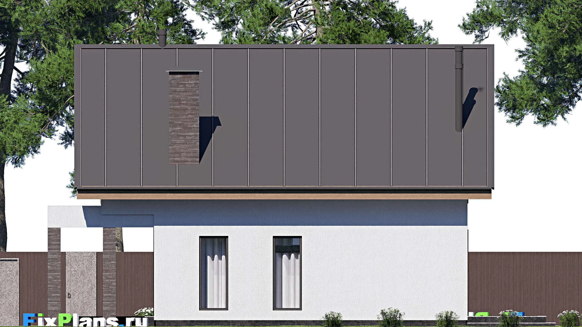 F-19682 - Проект дома с мансардой 16 на 22, площадью 350 м² с террасой, балконом и 4 спальнями