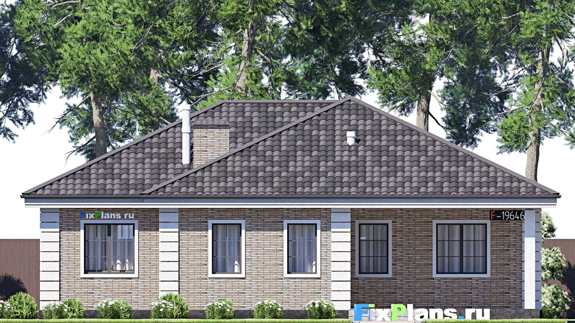 F-19646 - Проект одноэтажного дома 13 на 15, площадью 140 м² с 3 спальнями