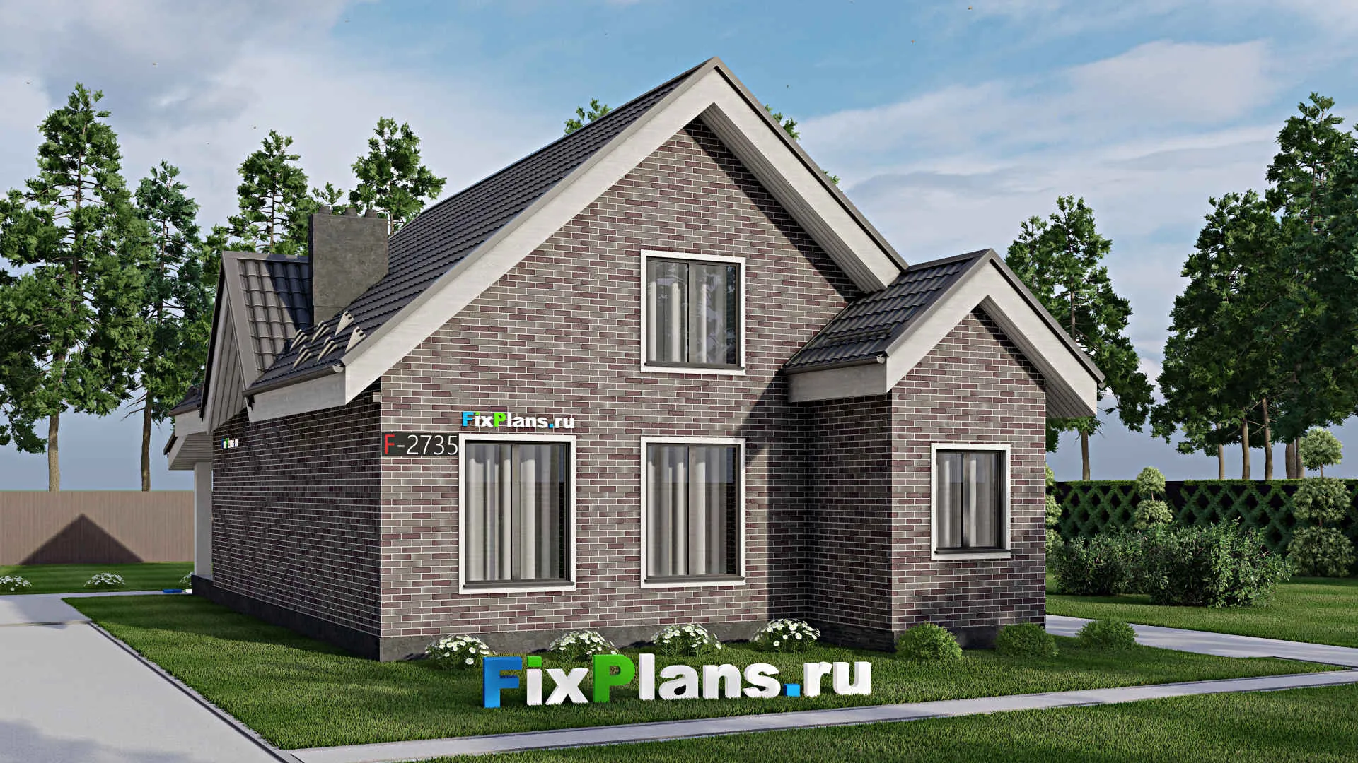 F-2735 - Проект дома с мансардой 9 на 14, площадью 160 м² с террасой и 4 спальнями