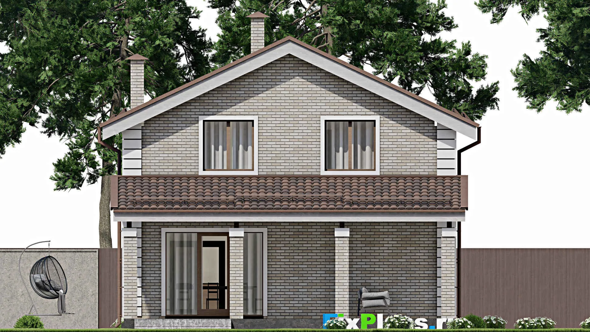 F-9854 - Проект дома с мансардой 10 на 15, площадью 160 м² с террасой и 3 спальнями