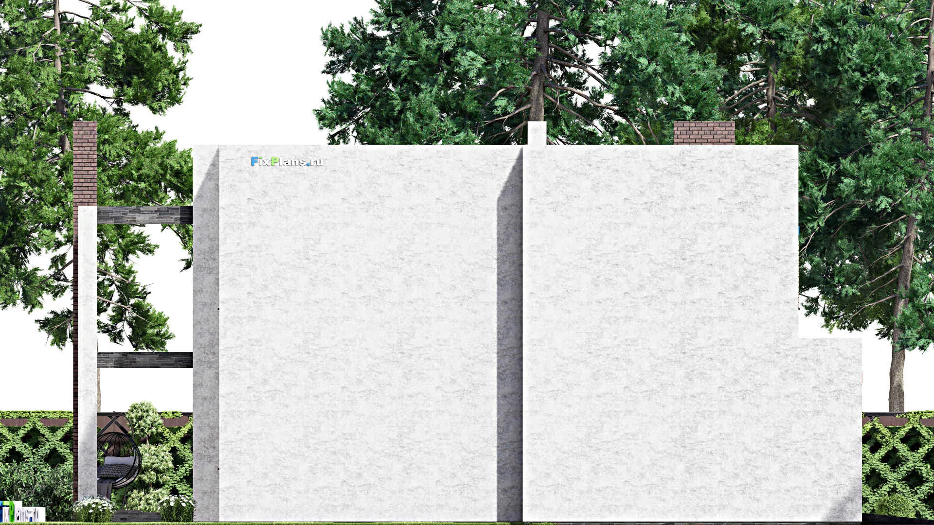 F-11978 - Проект двухэтажного дома 17 на 18, площадью 340 м² с террасой, балконом, гаражом на 2 машины и 3 спальнями