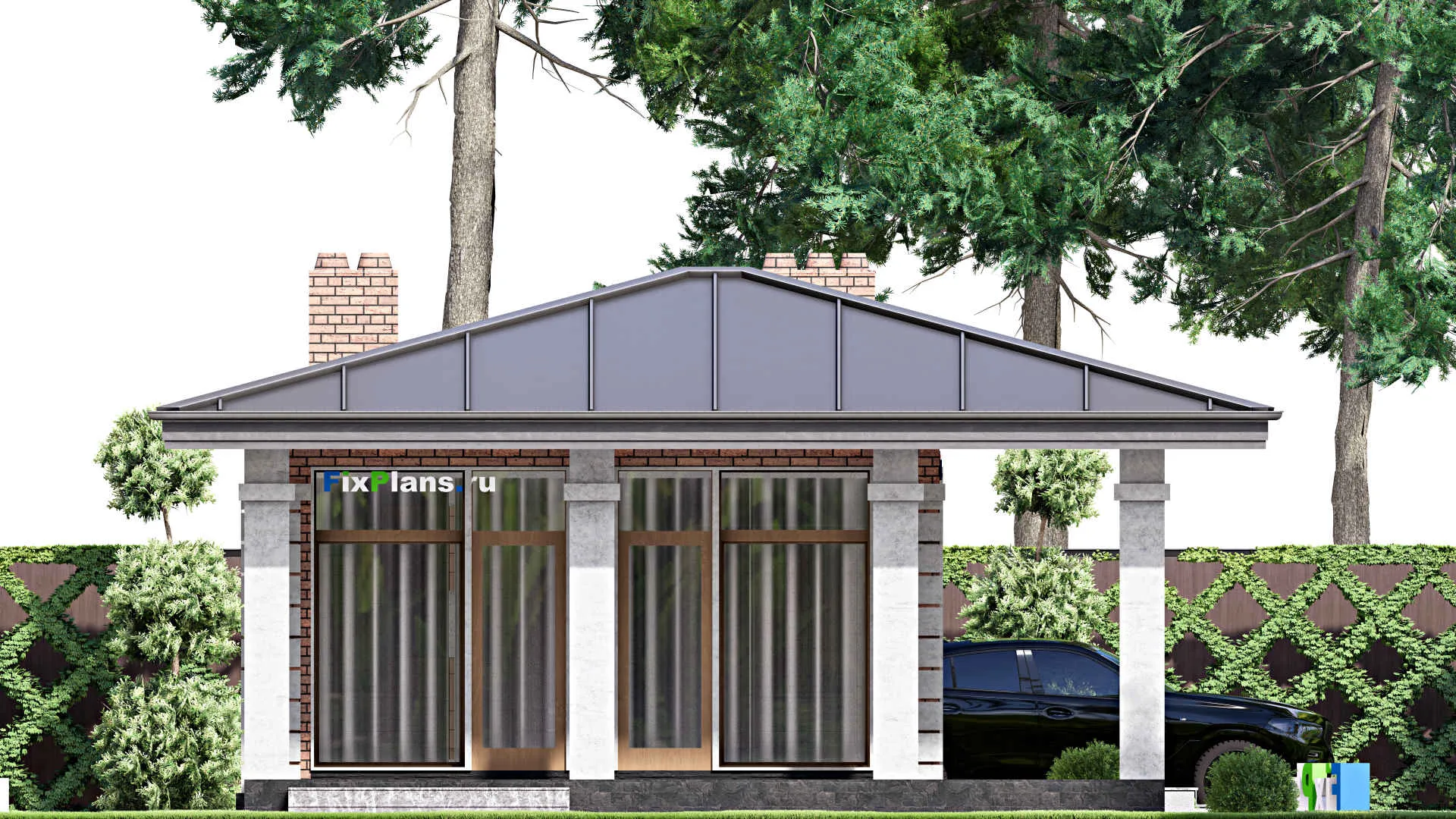 F-15488 - Проект бани 9 на 13, площадью 70 м² с комнатой отдыха, терассой и санузлом