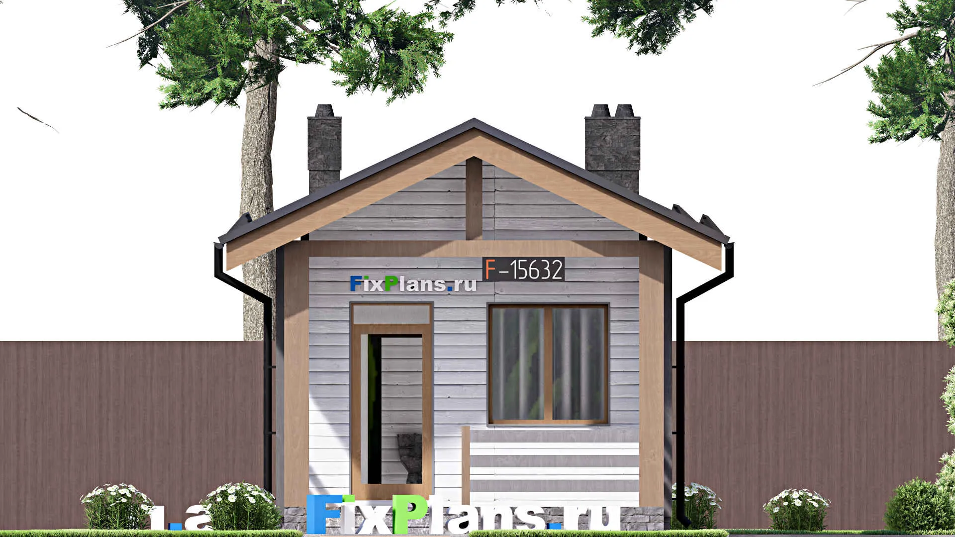 F-15632 - Проект бани 5 на 8, площадью 30 м² с терассой