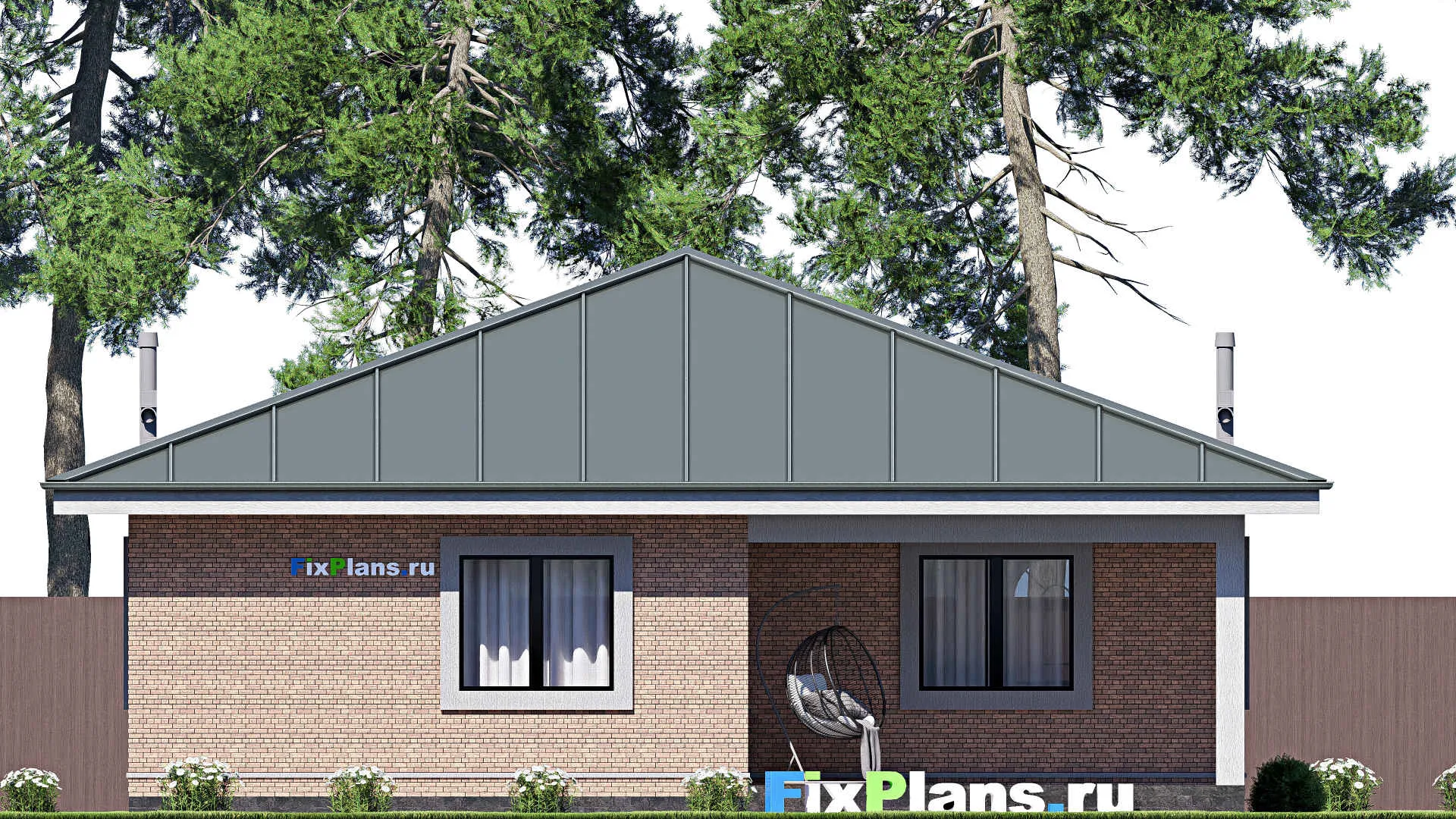 F-20213 - Проект одноэтажного дома 12 на 21, площадью 200 м² с террасой, гаражом на 2 машины и 3 спальнями