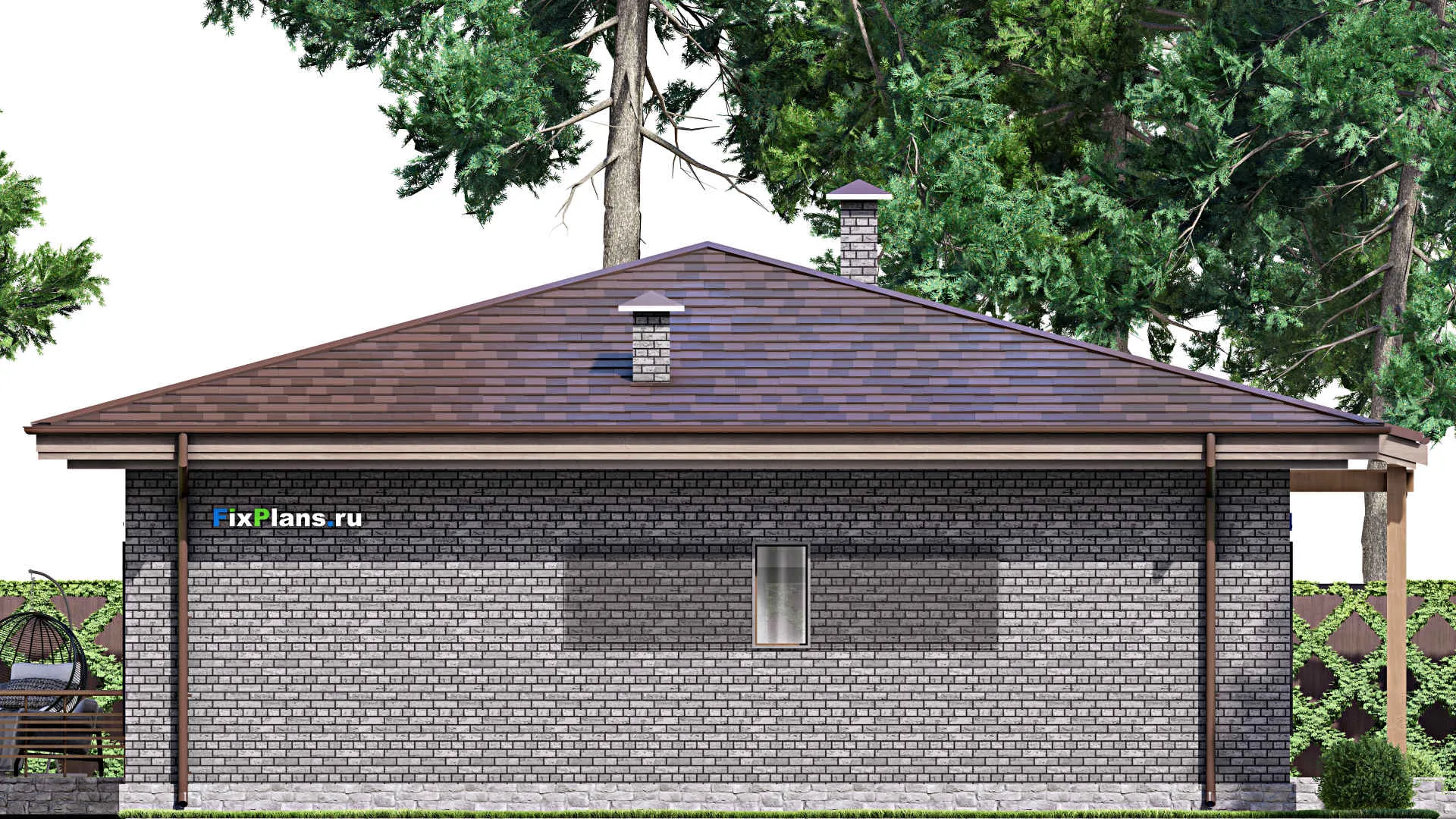 F-14111 - Проект одноэтажного дома 13 на 17, площадью 160 м² с террасой и 3 спальнями