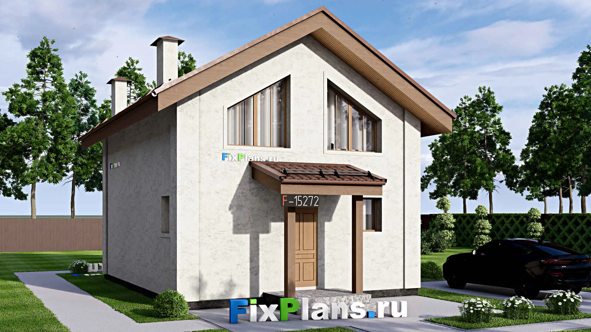 F-15272 - Проект дома с мансардой 8 на 11, площадью 90 м² с 3 спальнями