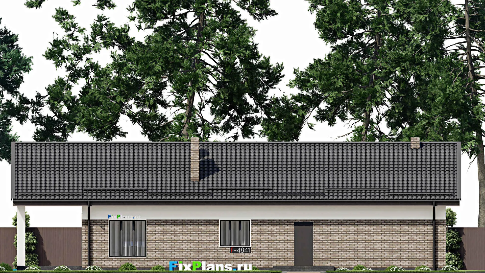 F-4841 - Проект одноэтажного дома 11 на 18, площадью 180 м² с террасой и 3 спальнями