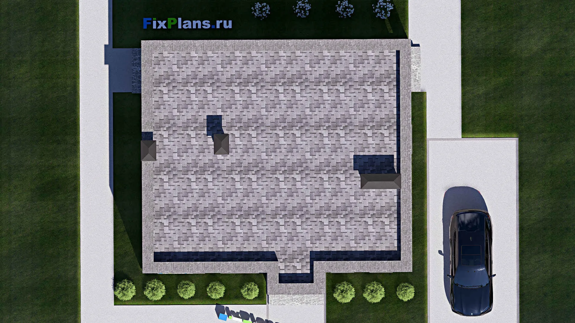 F-17351 - Проект одноэтажного дома 12 на 13, площадью 110 м² с террасой и 2 спальнями