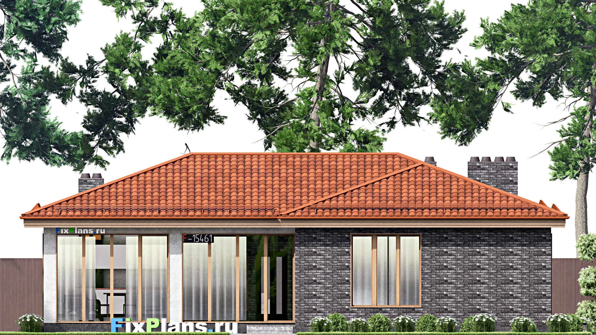 F-15461 - Проект бани 11 на 16, площадью 130 м² с комнатой отдыха, терассой и санузлом