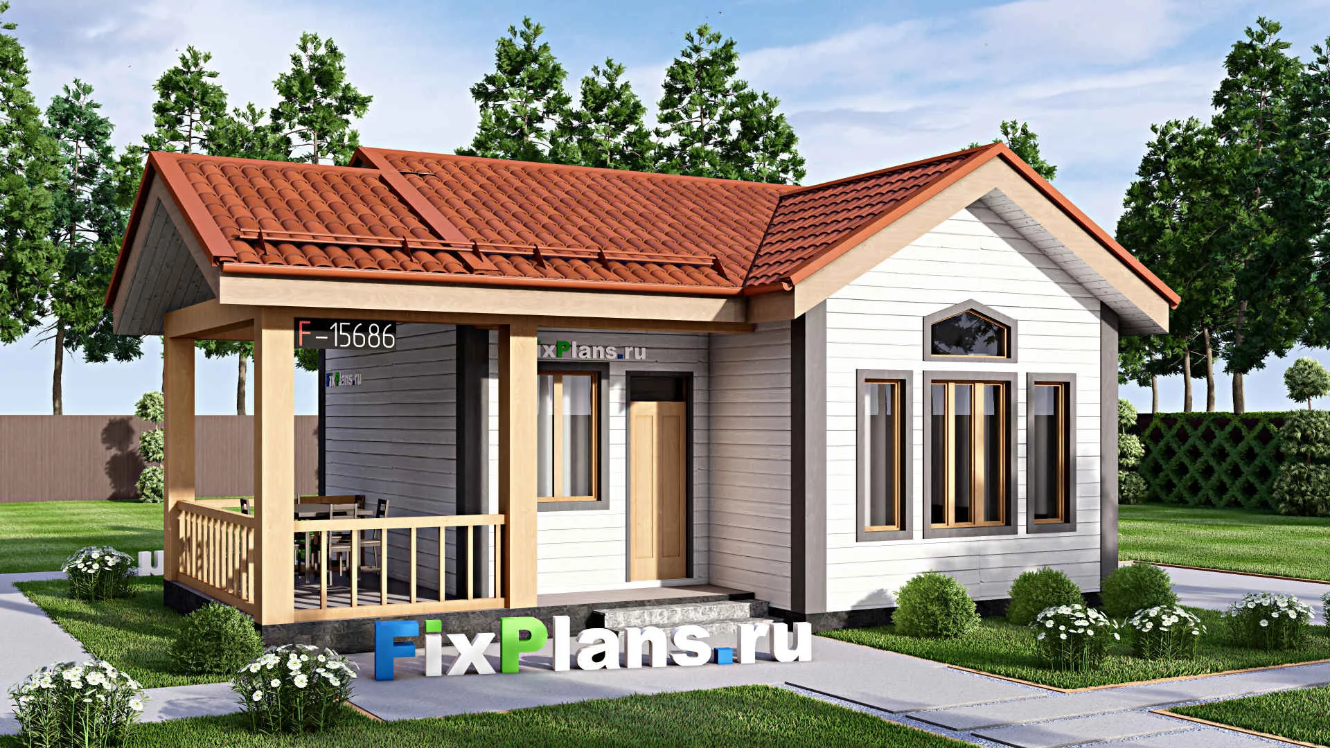 F-15686 - Проект бани 8 на 10, площадью 60 м² с комнатой отдыха