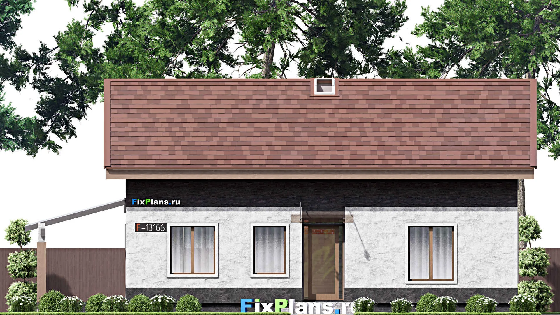 F-13166 - Проект дома с мансардой 12 на 16, площадью 230 м² с террасой и 5 спальнями