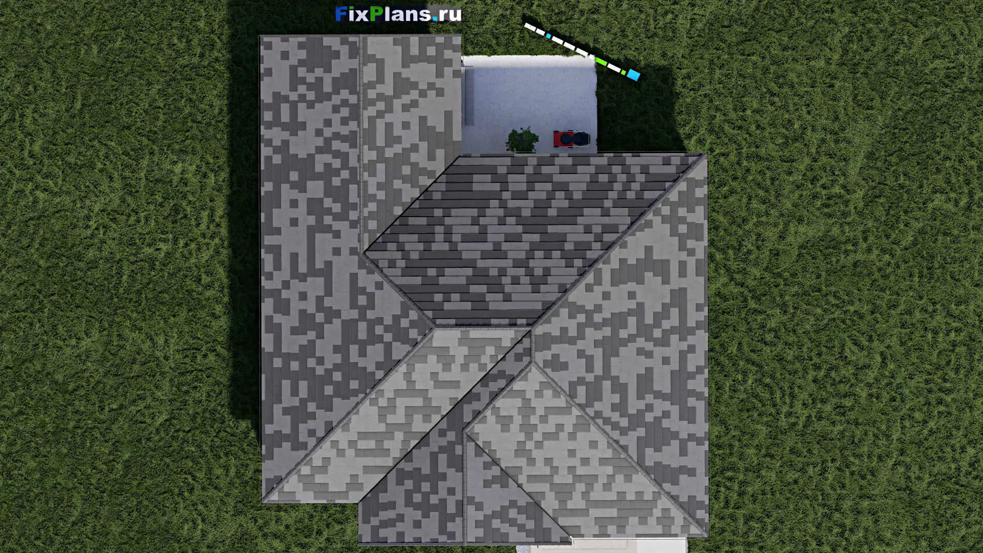 F-0152 - Проект одноэтажного дома 14 на 14, площадью 140 м² с террасой и 3 спальнями