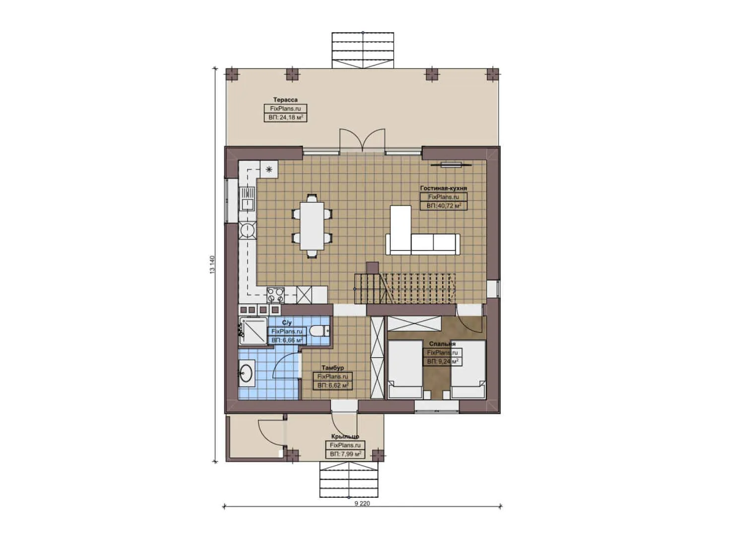 F-7667 - Планы дома с мансардой 10 на 14, площадью 180 м² с террасой, балконом и 4 спальнями