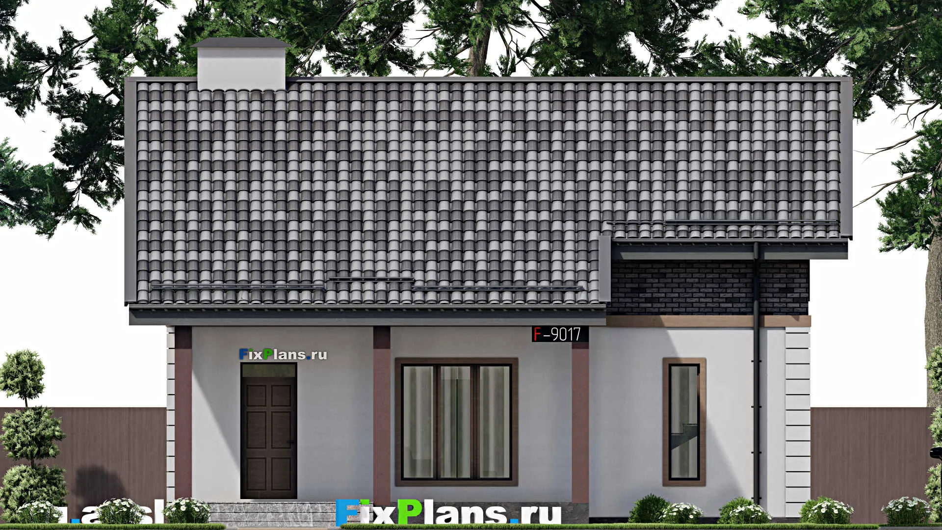 F-9017 - Проект дома с мансардой 11 на 12, площадью 140 м² с террасой и 2 спальнями