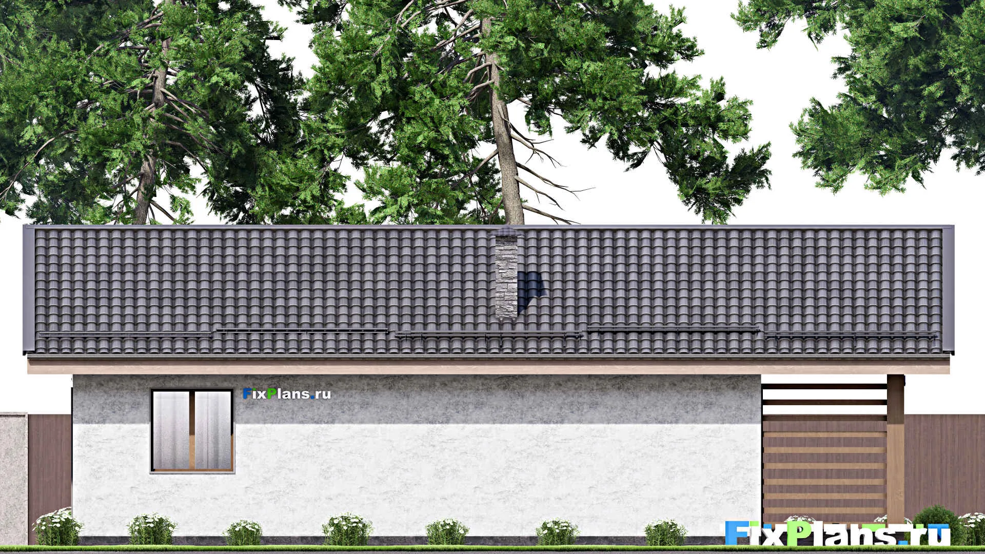 F-13058 - Проект одноэтажного дома 10 на 15, площадью 100 м² с террасой, баней и 2 спальнями