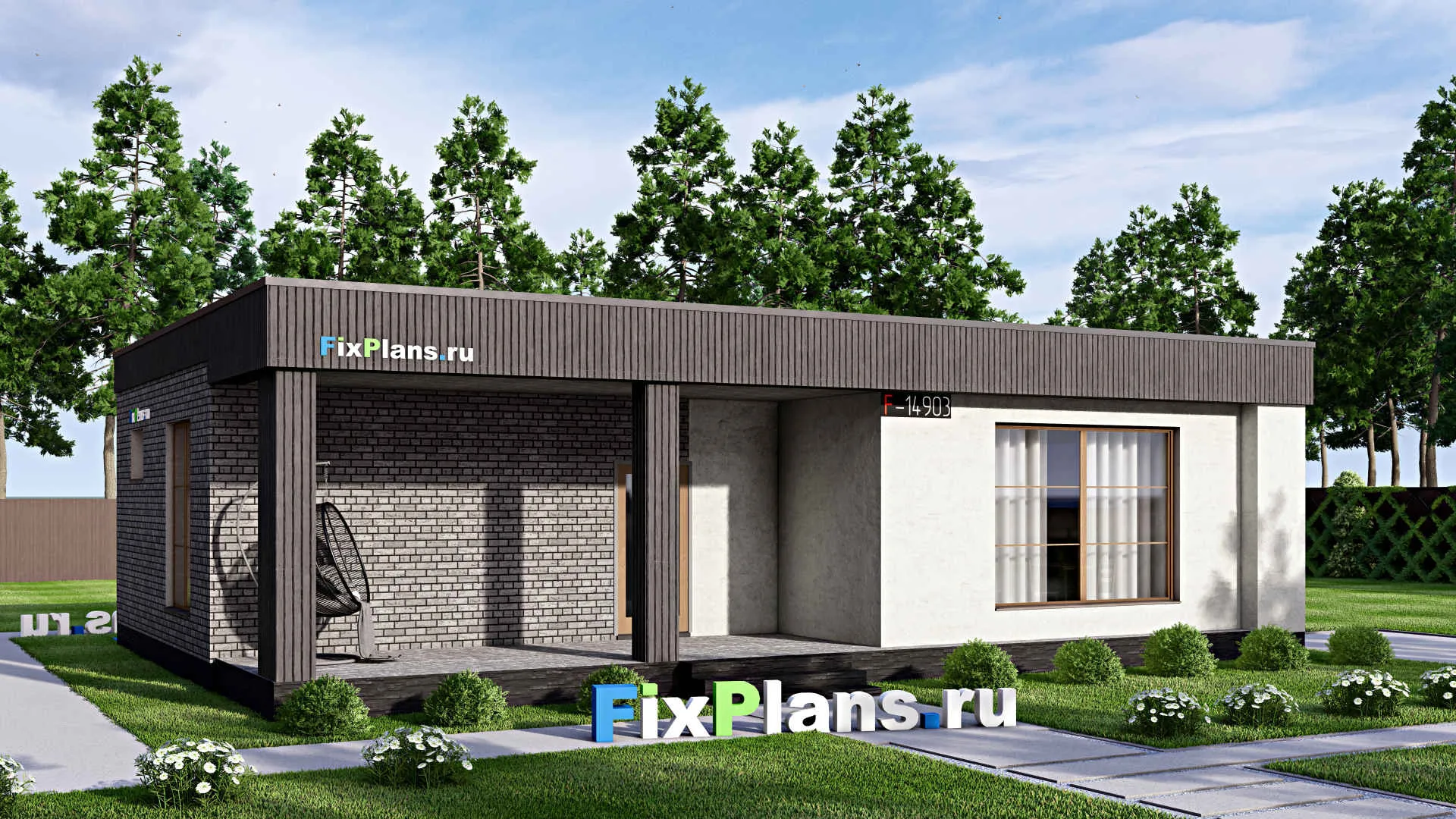 F-14903 - Проект бани 9 на 13, площадью 110 м² с терассой, санузлом и спальней