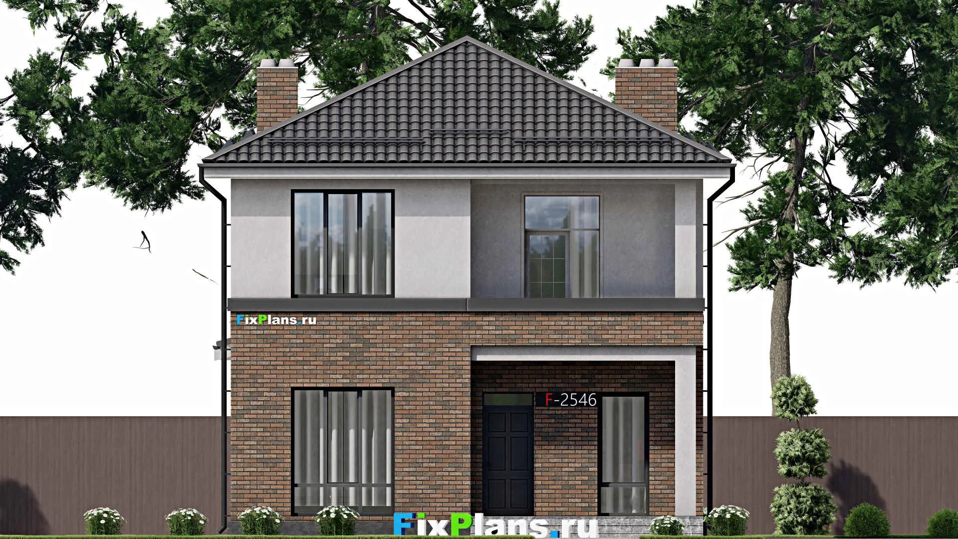 F-2546 - Проект двухэтажного дома 10 на 11, площадью 160 м² с террасой, балконом и 3 спальнями