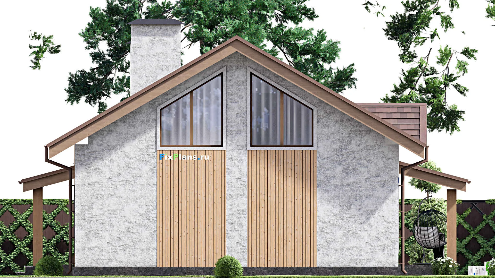 F-13643 - Проект дома с мансардой 14 на 15, площадью 210 м² с террасой и 4 спальнями