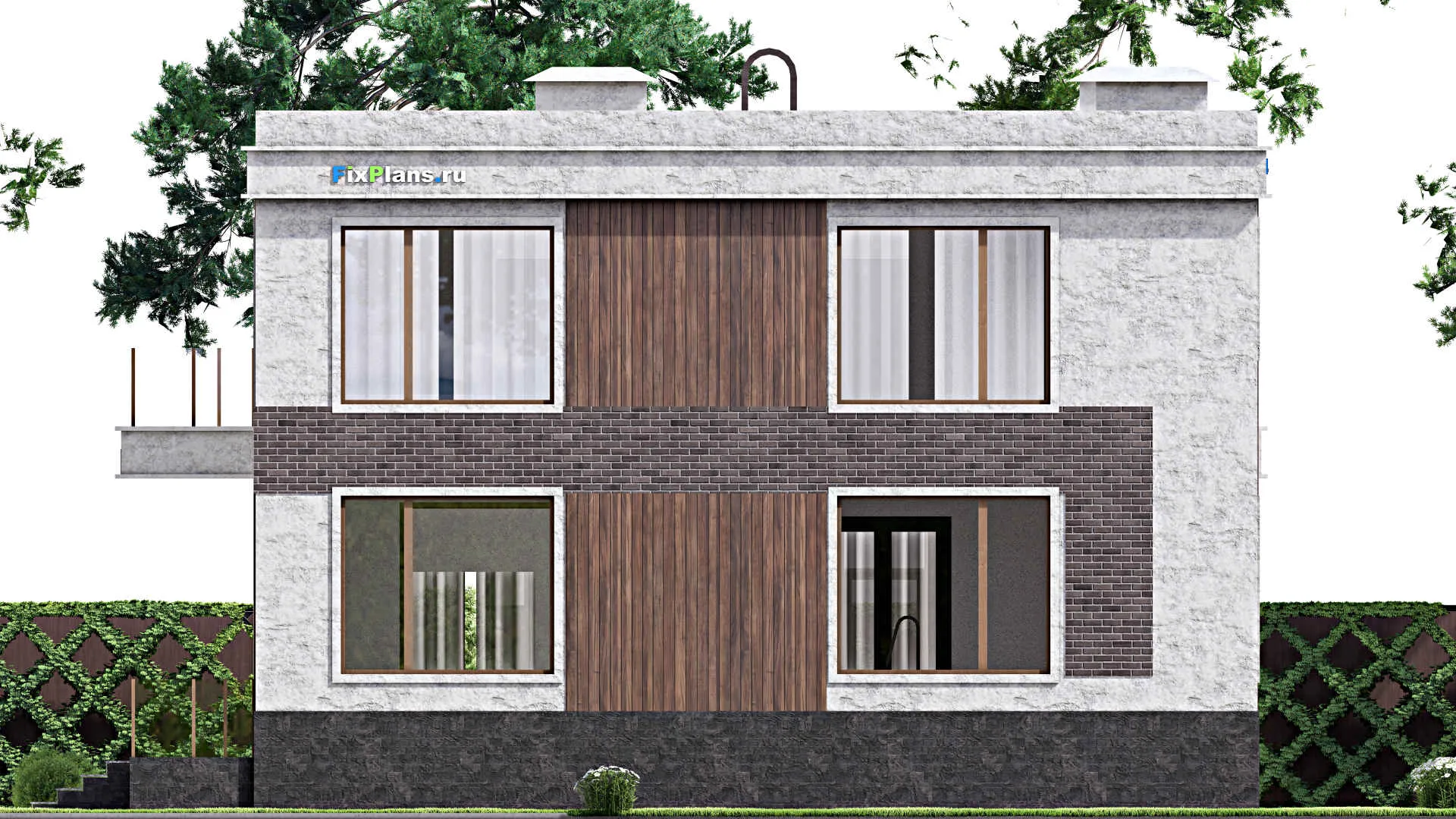 F-14696 - Проект двухэтажного дома 13 на 18, площадью 350 м² с террасой, балконом, баней, бассейном и 3 спальнями