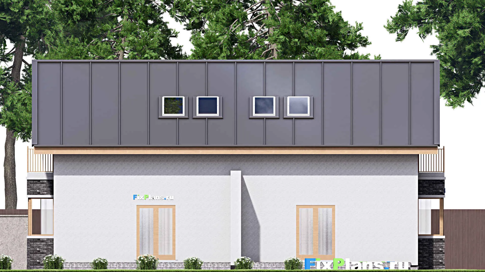 F-15992 - Проект дома с мансардой 15 на 16, площадью 290 м² с террасой и 6 спальнями