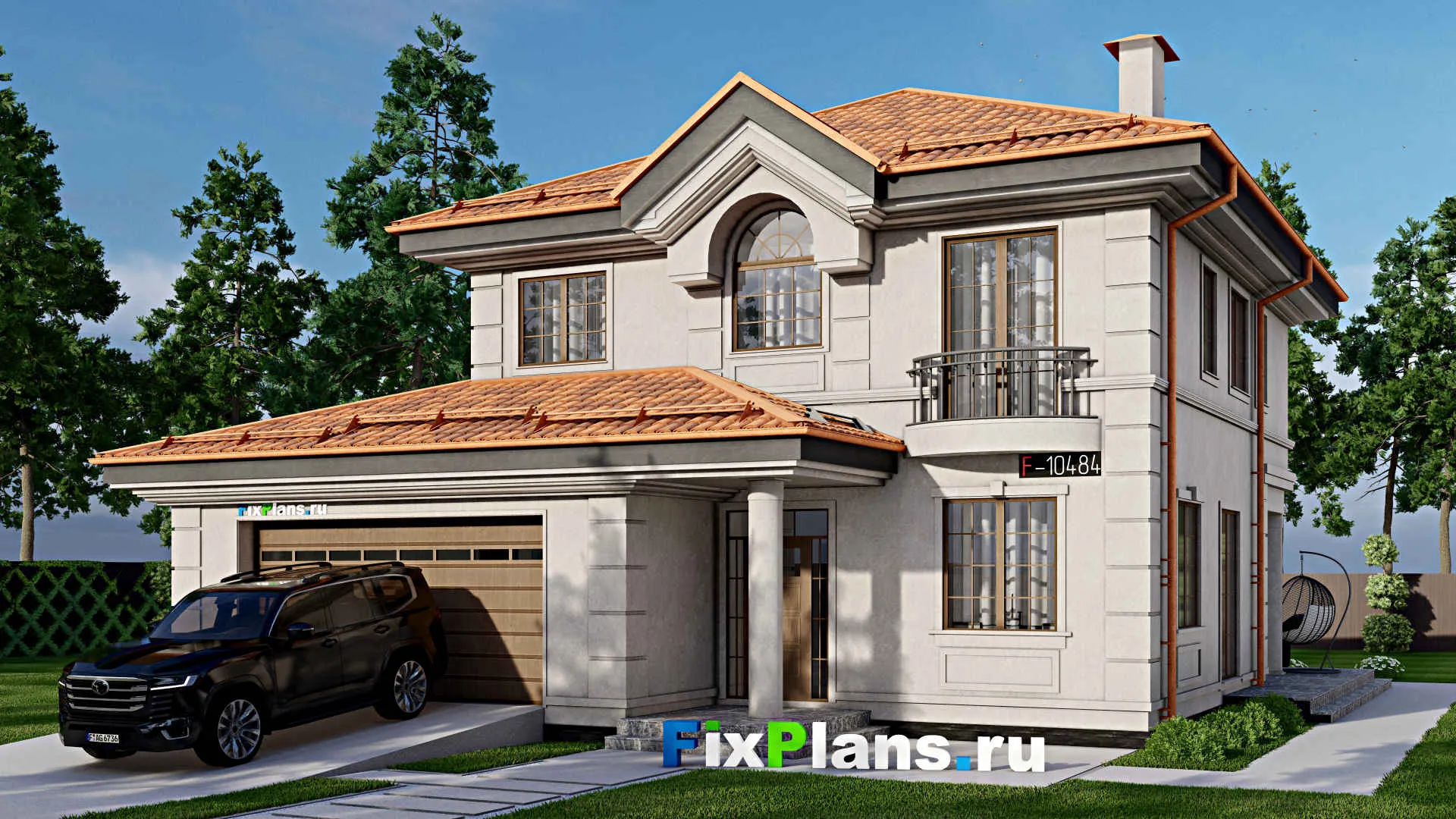 F-10484 - Проект двухэтажного дома 14 на 15, площадью 220 м² с 4 спальнями