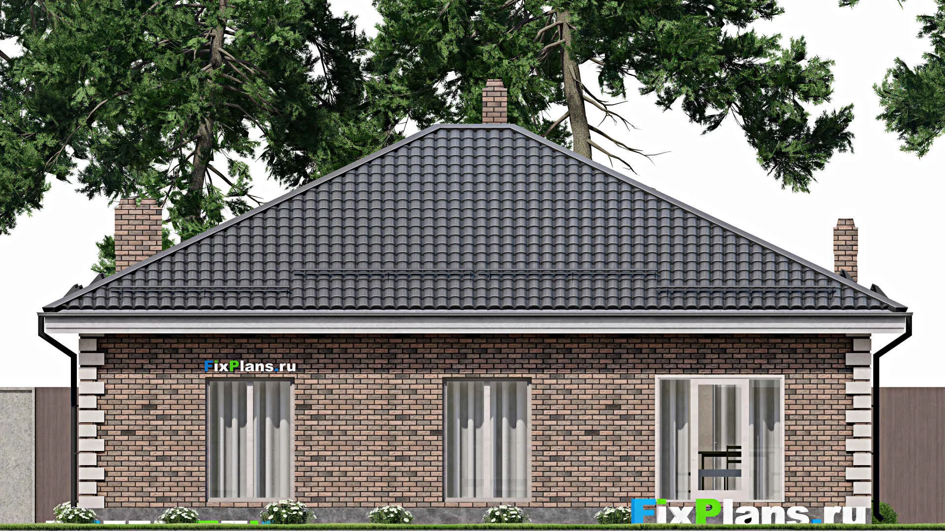 F-3176 - Проект одноэтажного дома 12 на 14, площадью 120 м² с 4 спальнями