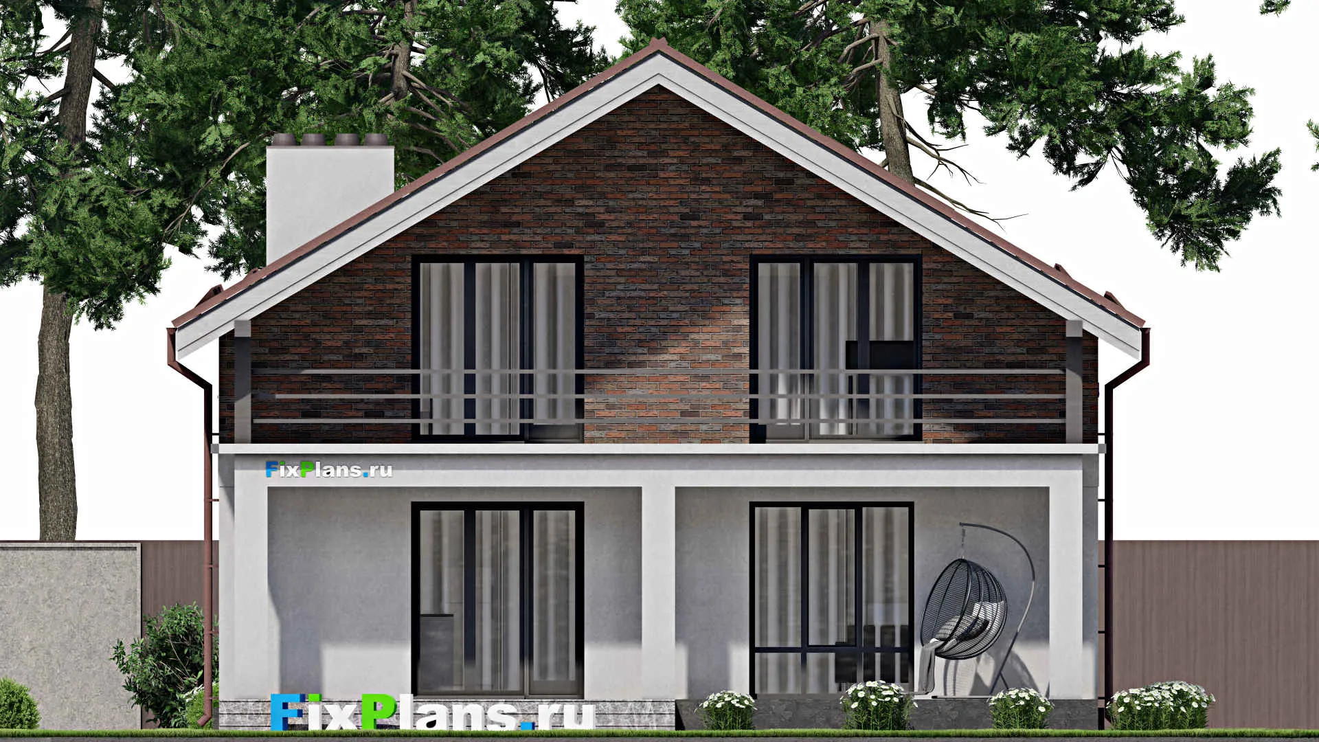 F-2474 - Проект дома с мансардой 11 на 14, площадью 230 м² с террасой, балконом и 5 спальнями