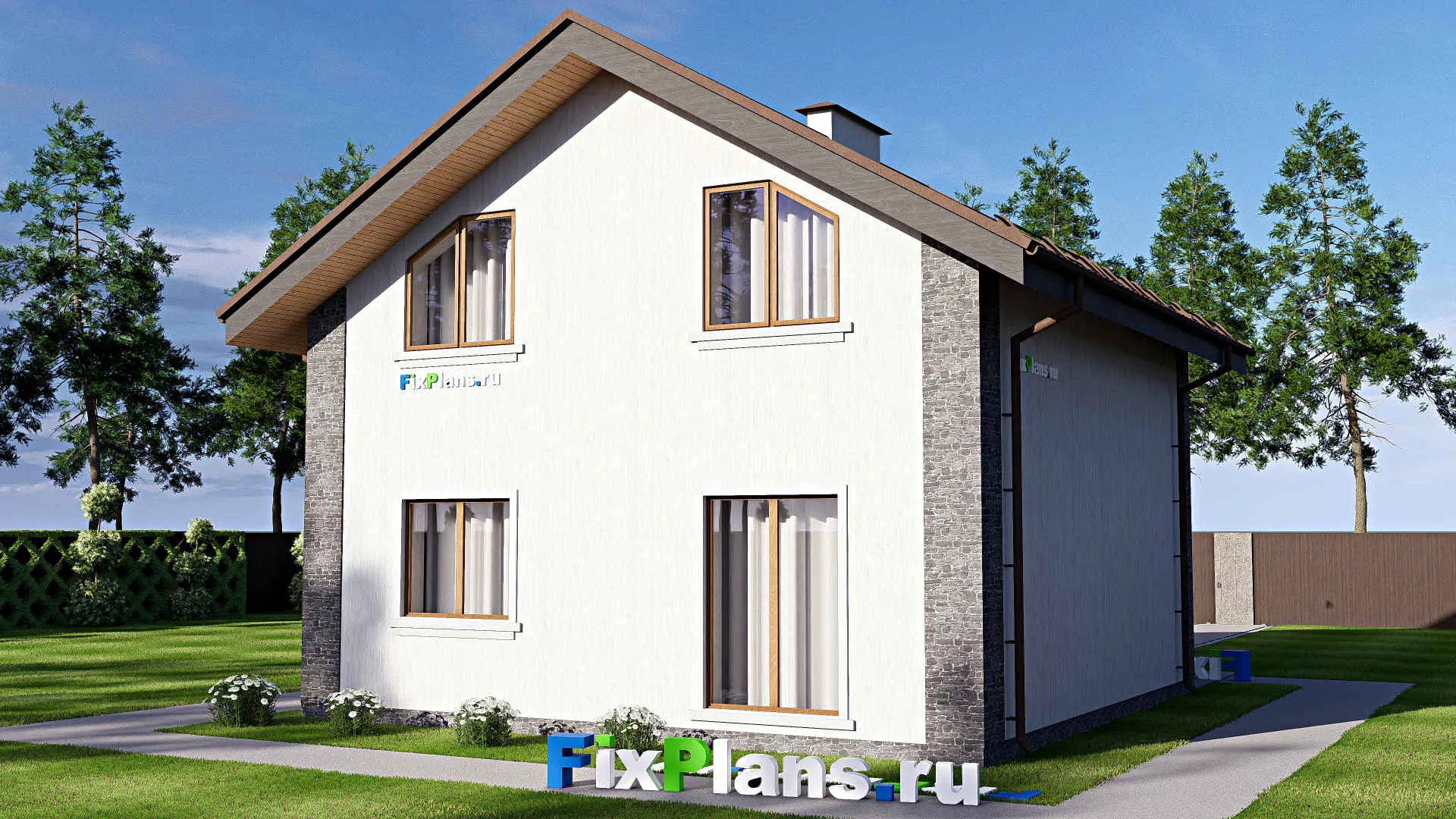 F-17396 - Проект дома с мансардой 10 на 12, площадью 130 м² с балконом и 4 спальнями