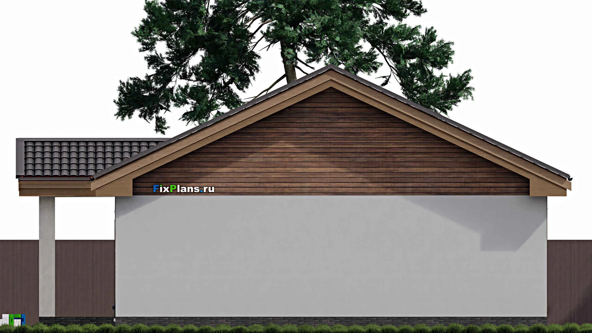 F-0998i - Проект одноэтажного дома 12 на 17, площадью 140 м² с гаражом на 1 машину и 3 спальнями