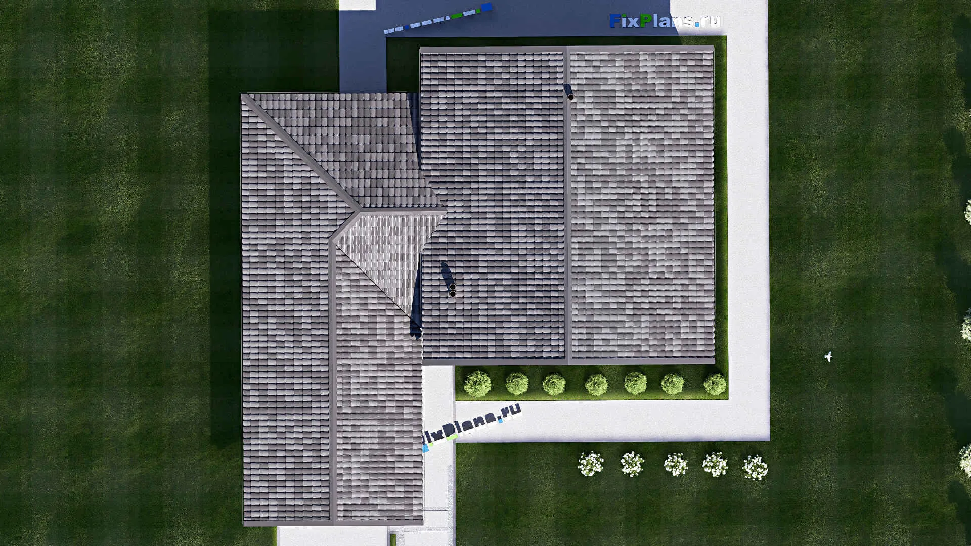 F-19286 - Проект дома с мансардой 16 на 16, площадью 140 м² с гаражом на 1 машину и 2 спальнями