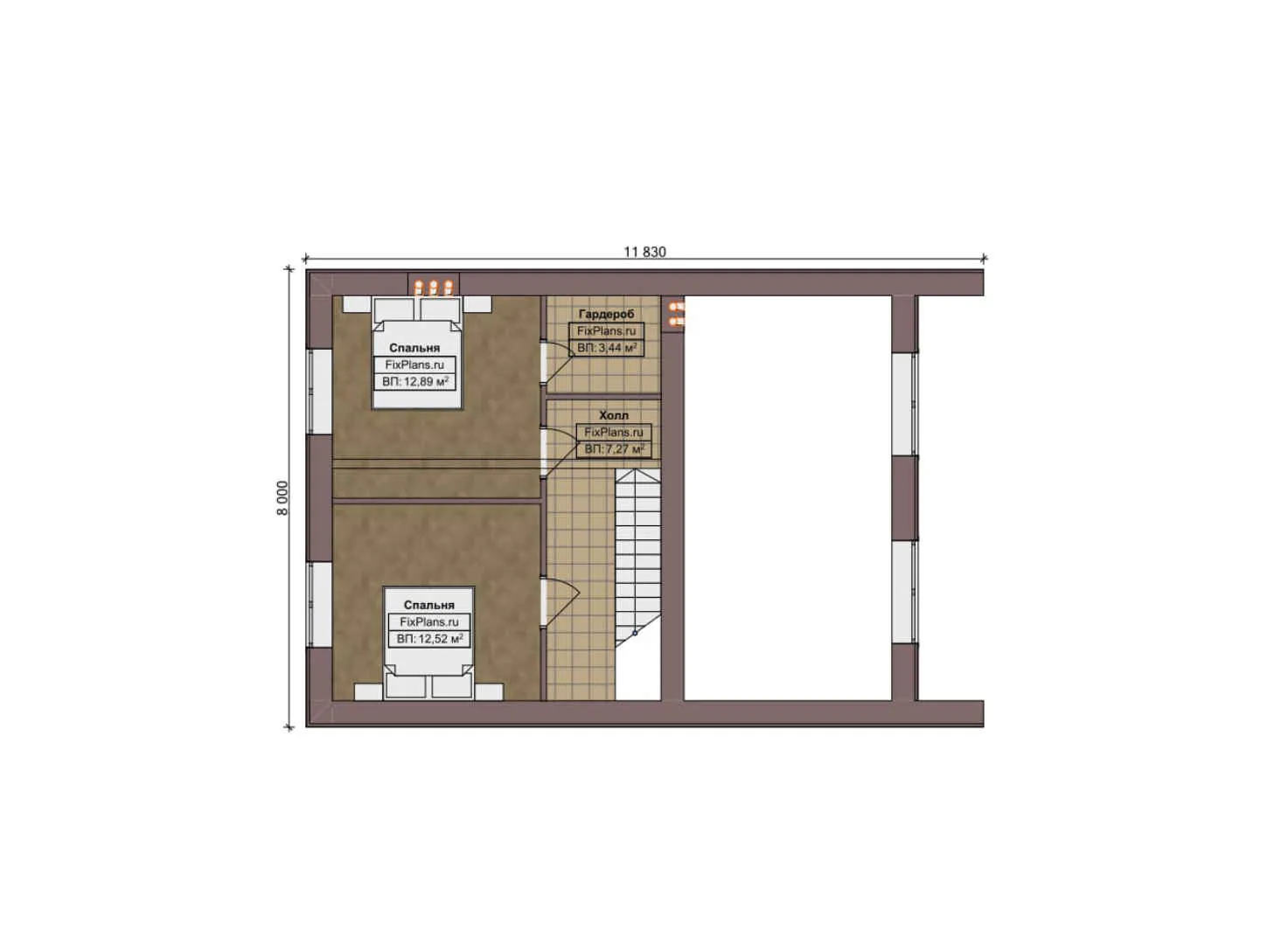 F-11321 - Планы дома с мансардой 10 на 13, площадью 130 м² с 3 спальнями
