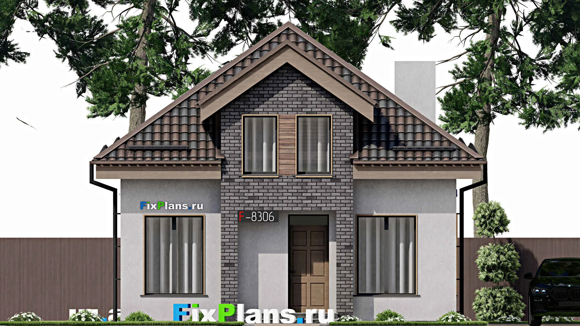 F-8306 - Проект дома с мансардой 9 на 14, площадью 130 м² с террасой и 4 спальнями