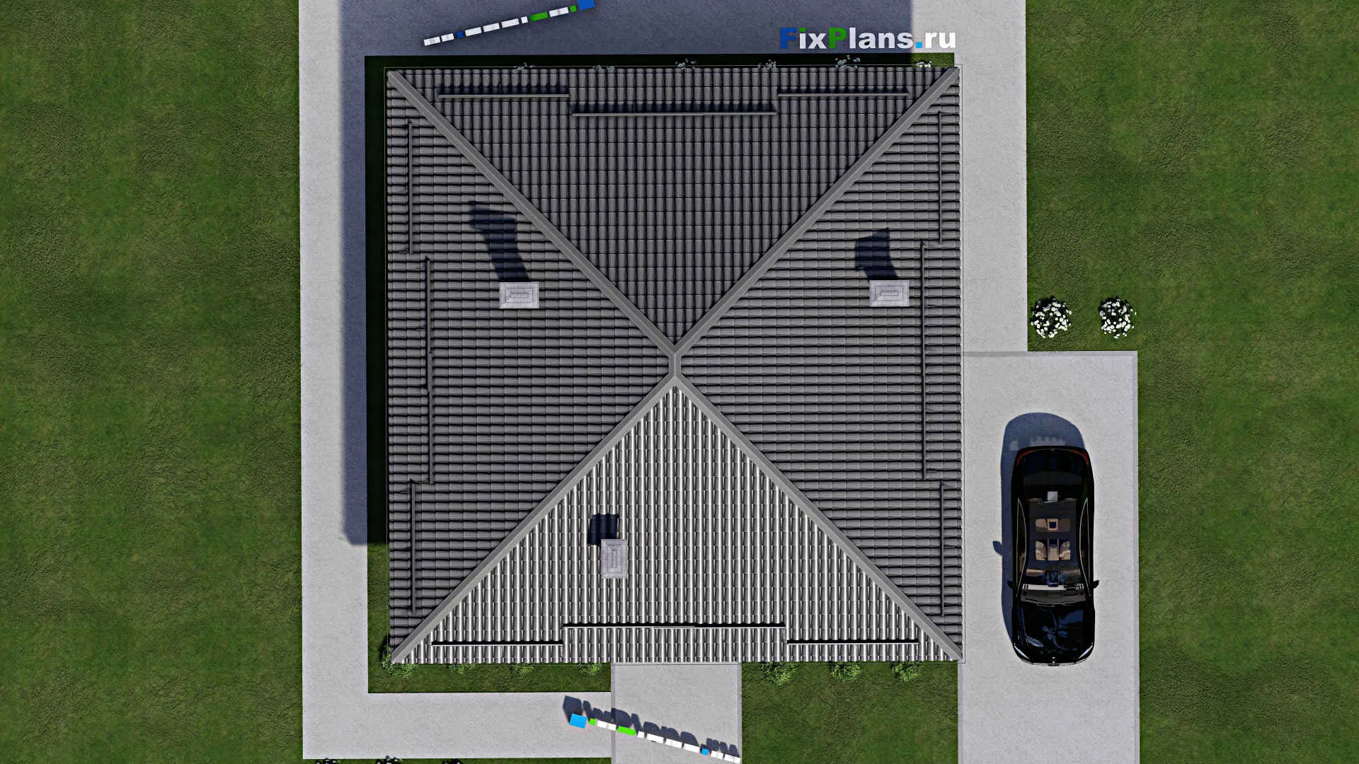 F-5156 - Проект одноэтажного дома 12 на 12, площадью 110 м² с 3 спальнями