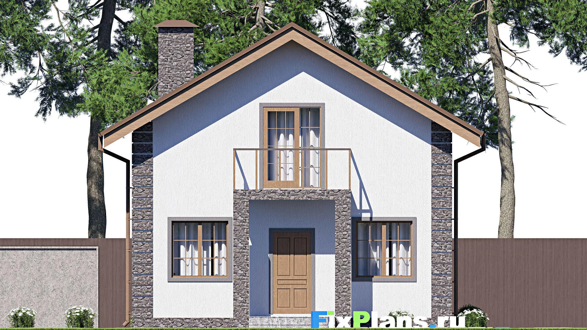 F-18431 - Планы дома с мансардой 9 на 12, площадью 100 м² с террасой, балконом и 4 спальнями