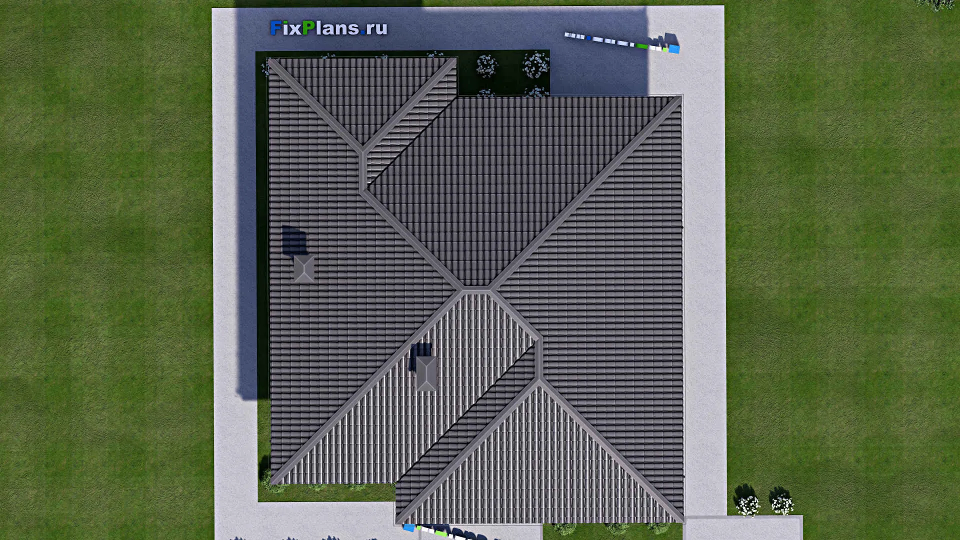 F-12536 - Проект одноэтажного дома 13 на 15, площадью 140 м² с террасой и 3 спальнями